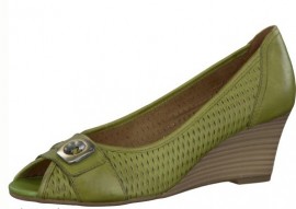 Alex Green Leather Wedge Heel Shoes