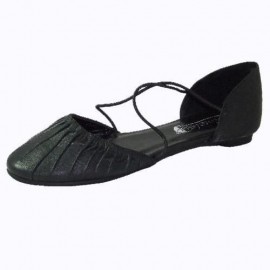 Alice Black Leather Ballet Style Shoe