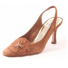 Angelina Brown Suede Heeled Slingback Shoes