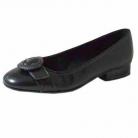Anita Black Leather Flat Ladies Shoes