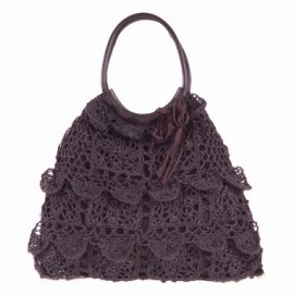 Black Crochet Bag with Beads & Bows