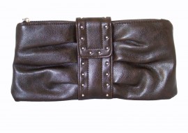 Chocolate Stud Detail Clutch Bag