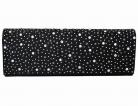 Black Satin & Diamante Encrusted Flap Clutch Bag