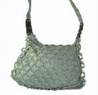 Green Straw Shoulder Bag with Twisted Silver
