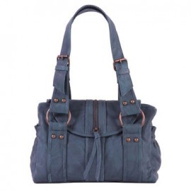 Xude Mermaida Leather zip flap over bag in Petrol