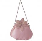 Pink Satin & Diamante Flower Evening Bag