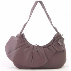 Leather Ruffle Scoop Bag Heather Purple