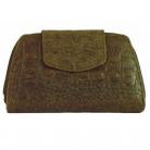 Brown Leather Moc Crocodile Wallet
