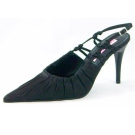 Black Satin Heeled Ladies Shoes