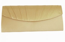 Menbur Champagne Satin Ruffle Clutch Bag