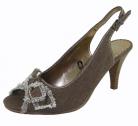 Clarette Brown Linen & Leather Peep Toe Shoe