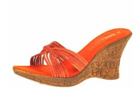 Colette Papaya Leather Wedge Heel Mule