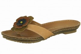 Edith Natural Brown Leather Toe Post Sandals