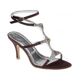 Faith Diamante Brown Evening Sandals