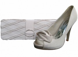 Fay Champagne Satin Peep Toe Shoes