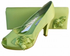 Rosebud Lime Green Satin Clutch Bag