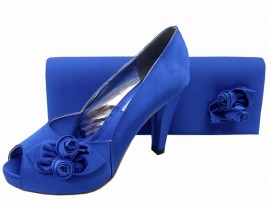 Rosebud Royal Blue Satin Clutch Bag