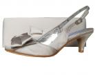 Twee Palomino Pale Silver Satin Slingback Ladies Shoes