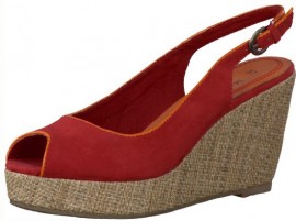 Kim Red Hessian Wedge Heeled Shoes