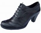 Leila Black Leather Heeled Shoe Boot