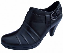 Libby Black Leather Heeled Shoe Boot