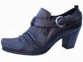 Lilian Black Leather Heeled Shoe Boot