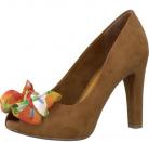 Lindsay Brown Peep Toe Shoes with Bow
