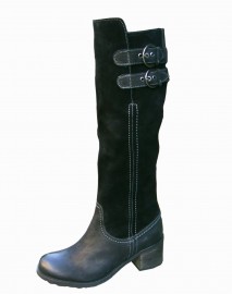 Lynette Black Leather Suede Ladies Boots