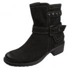 Mary Black Leather Flat Ankle Boots
