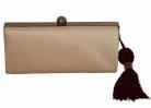 Menbur Champagne Satin Hard Clutch Bag