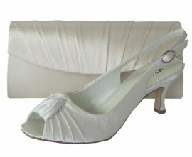 Menbur Ivory Satin Peep Toe Ladies Shoes