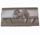 Menbur Stone Satin Clutch Bag with Bow & Diamante