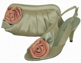 Menbur Stone Satin Slingback Shoes & Matching Clutch Bag