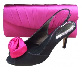 Menbur Avance Black & Fuchsia Flower Shoes