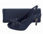 Menbur Avance Navy Blue Satin Peep Toe Shoes