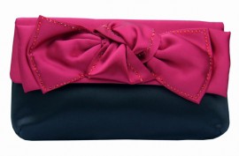 Menbur Black Burgundy Bow Clutch Bag