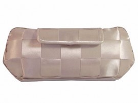 Menbur Beige Satin Hard Clutch Bag