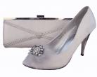 Nadia Silver Satin & Diamante Clutch Bag