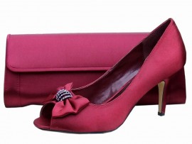 Menbur Paco Mena Burgundy Peep Toe Ladies Shoes