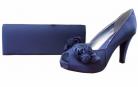 Rosebud Navy Satin Clutch Bag