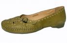 Sally Soft & Flexible Green Leather Flat Shoe