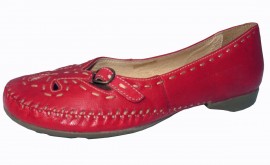 Sally Soft & Flexible Red Leather Flat Shoes