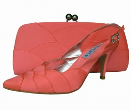 Selina Coral Satin Clutch Bag