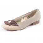 Vair Beige Suede Leather Flat Ladies Shoes