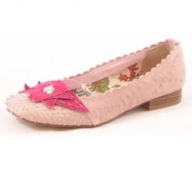 Vair Pink Leather Suede Flat Ladies Shoes