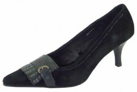 Corsa Black Suede Heeled Ladies Shoes