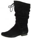 Giselle Black Leather Suede Boots