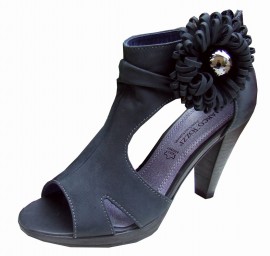 Iona Leather Navy Peep Toe Shoes