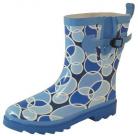 Ladies Retro Blue & White Circle Cropped Wellies