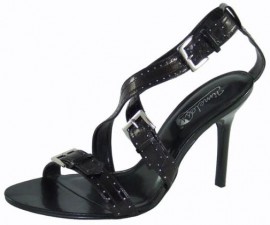 Lorraine Black Leather Strappy Sandals